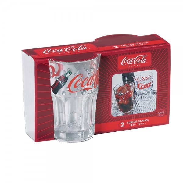 لومينارك® Coca Cola Bubble Set 2Pcs كاسة ملونة زجاج شفاف 360مليلتر