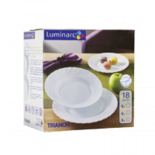 لومينارك® Trianon BL UNI Set 18Pcs طقم أطباق الزجاج المقسى ابيض