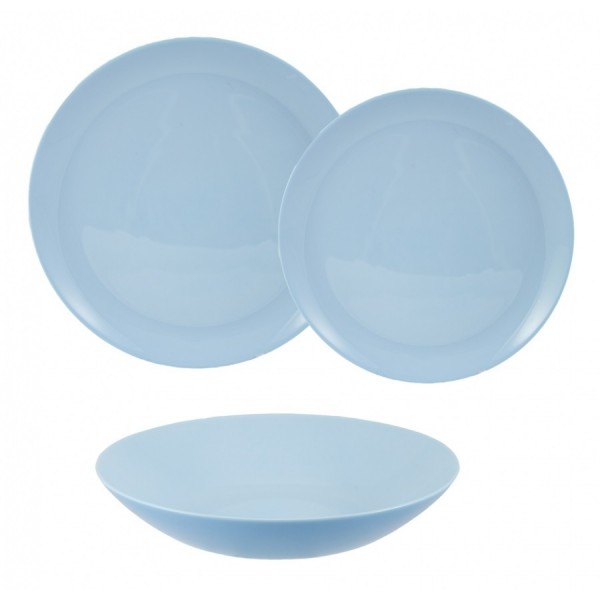 لومينارك®Diwali light blue Set 18Pcs طقم أطباق الزجاج المقسى ازرق
