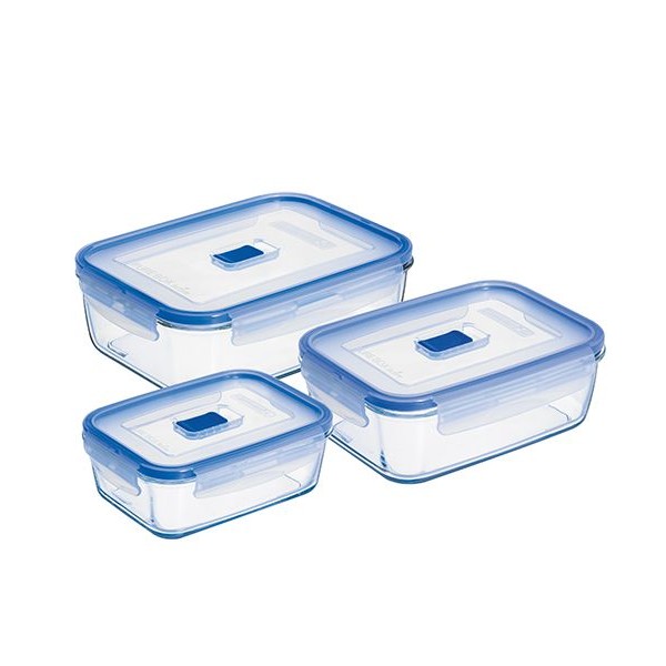 لومينارك® Pure Box Active Set 3Pcsطقم حافظات طعام الزجاج المقسى شفاف 380,820,1220مليلتر