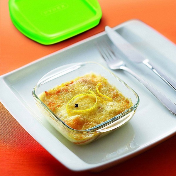 بايركس ® Cook & Store حافظة طعام مربعة زجاج البوروسيليكات شفاف 350 مليلتر
