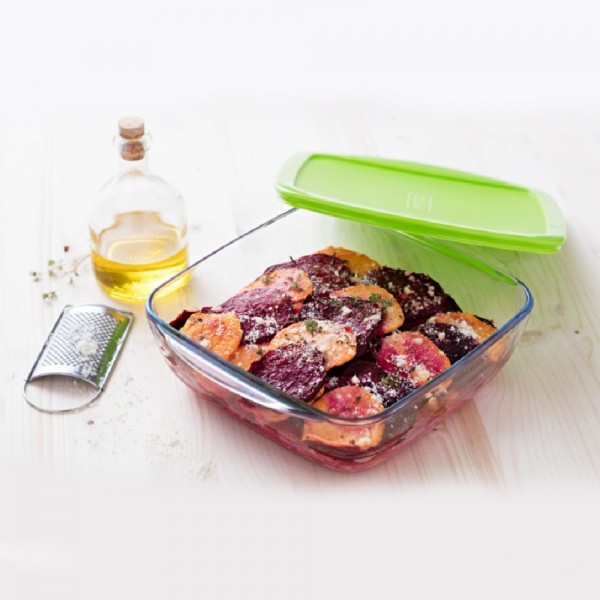 بايركس ® Cook & Store حافظة طعام مربعة زجاج البوروسيليكات شفاف 1لتر