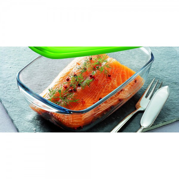 بايركس ® Cook & Store حافظة طعام مستطيلة زجاج البوروسيليكات شفاف 1.1لتر