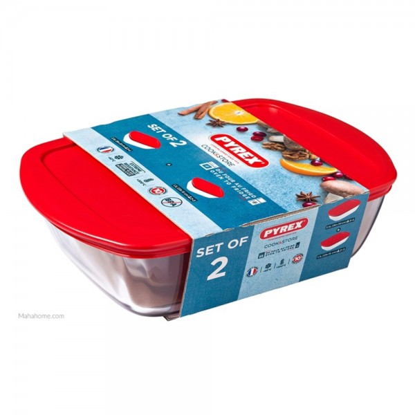 بايركس ® Cook & Store حافظة طعام مستطيلة بلاستيك شفاف 2.5, 1.1لتر