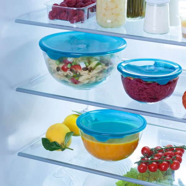 بايركس ® Prep & Store Set 3Pcs طقم حافظات طعام زجاج البوروسيليكات شفاف 0.5, 1 ,2لتر