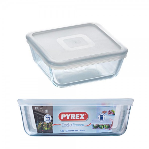 بايركس ® Cook & Freeze حافظة طعام مربعة زجاج البوروسيليكات شفاف  800مليلتر