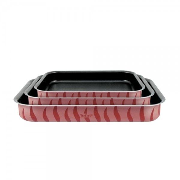 تيفال® New Oven Dishes Set 3Pcs طقم أطباق للفرن ألمنيوم أحمر 29x22, 27x37, 24x31سم