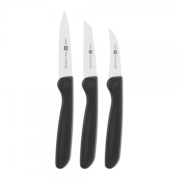 زويلنغ® Twin Grip Set 3Pcs Peeling Knife, Vegetable Knife, Peeler & Garnish أسود 12سم