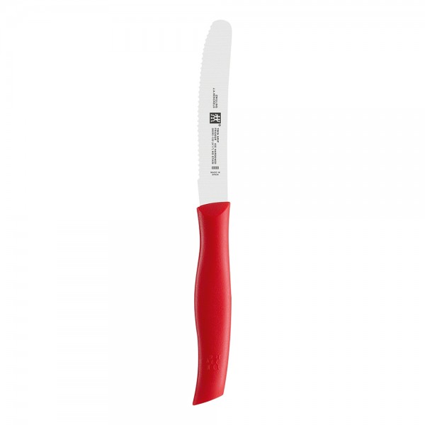 زويلنغ® Twin Grip سكين مطبخ بلاستيك وفولاذ مقاوم للصدأ احمر وفضي 12سم