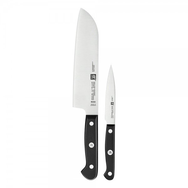 زويلنغ® Gourmet Set 2Pcs Paring Knife, Santoku Knife ستانلس ستيل أسود وفضي 10 و 18 سم
